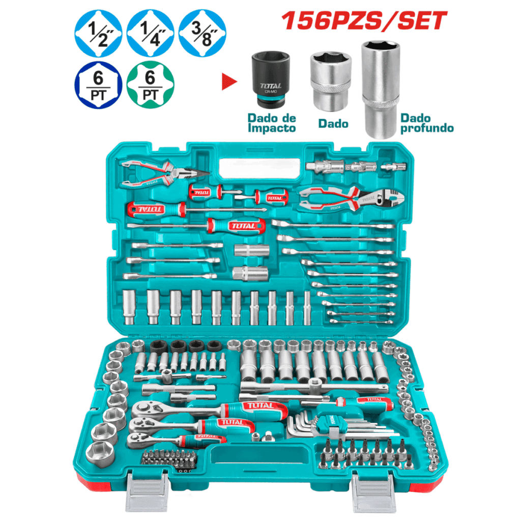 SET  RACHET COMBINADAS 156 PZS INC MALETIN INDUSTRIAL TOTAL- THKTHP21566