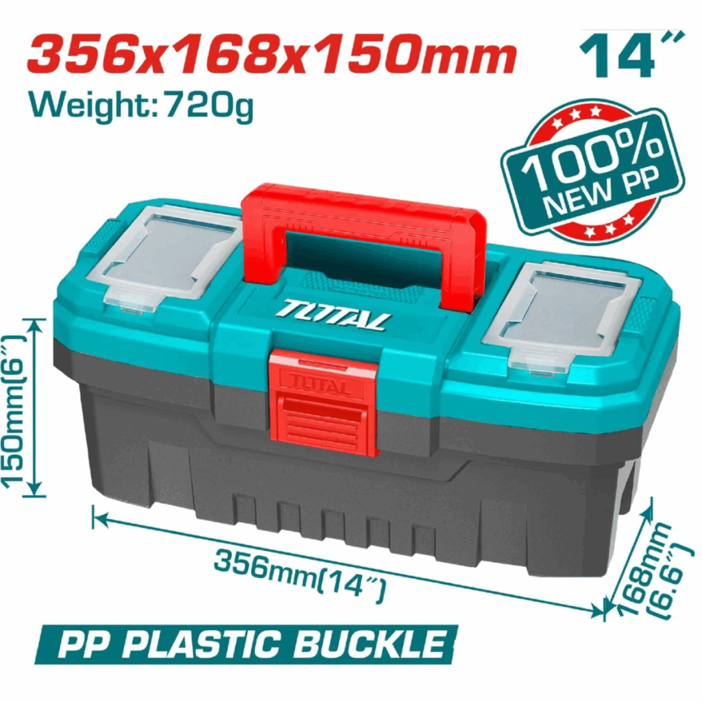 CAJA DE HERRAMIENTAS 14″ NEW PP 356X168X150MM. 11KG TOTAL- TPBX0141