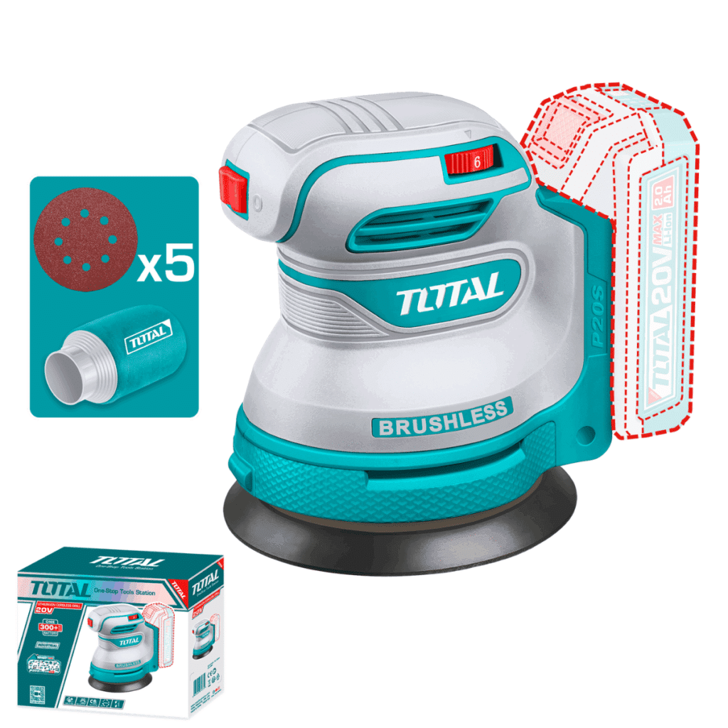 LIJADORA ROTO ORBITAL 20V 12000RPM + ACC INDUSTRIAL TOTAL- TROSLI2002