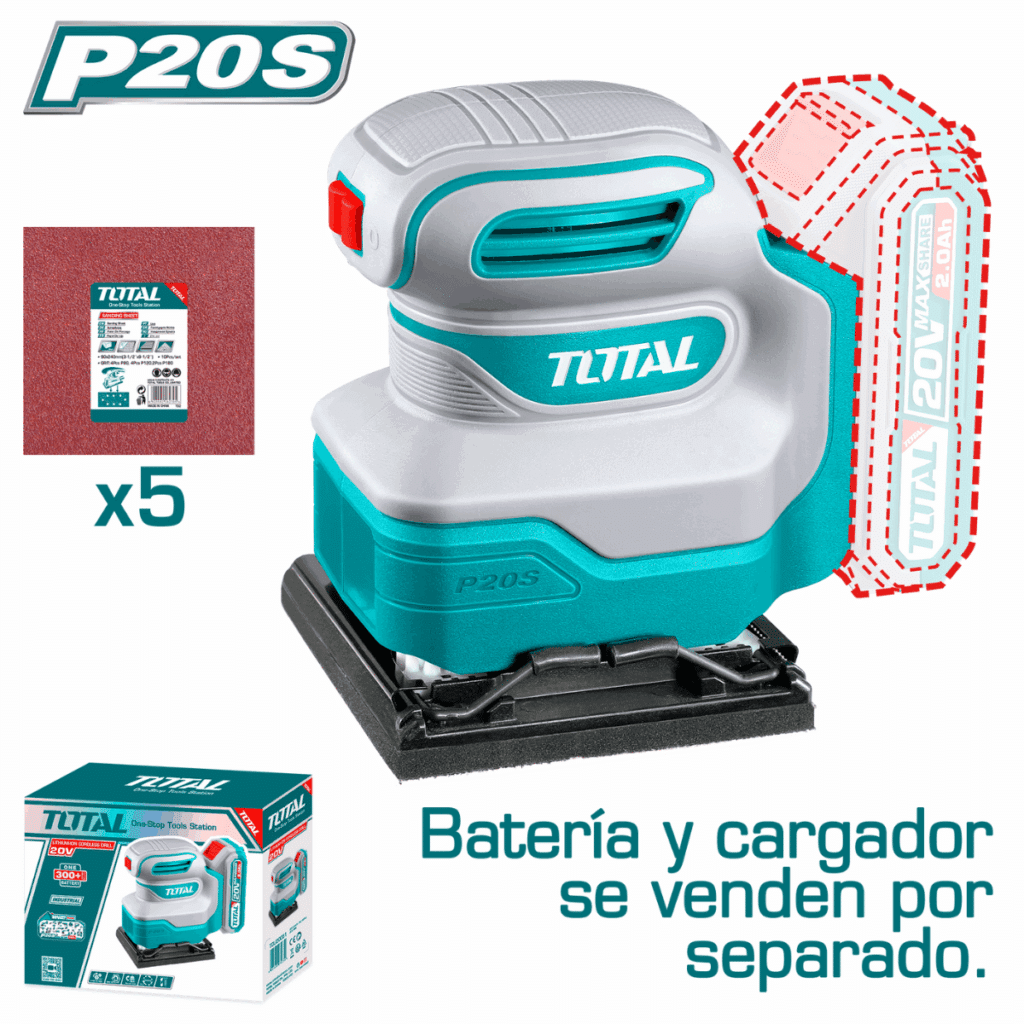 LIJADORA ORBITAL  20V 12000RPM 110X100MM INDUSTRIAL TOTAL- TSHSLI2014