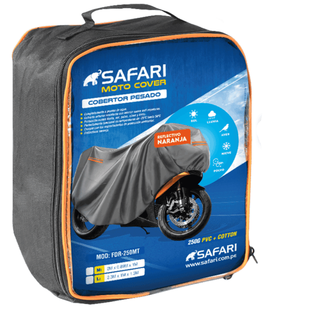 COBERTOR GRIS PESADO 250GPV+COTTON P/MOTO REFL/NARANJA – L – FDR-250MT-L