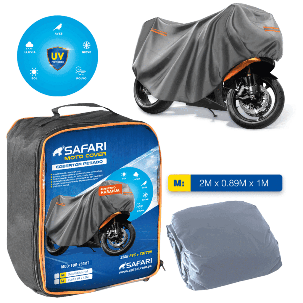 COBERTOR GRIS PESADO 250GPV+COTTON P/MOTO REFL/NARANJA – M – FDR-250MT-M