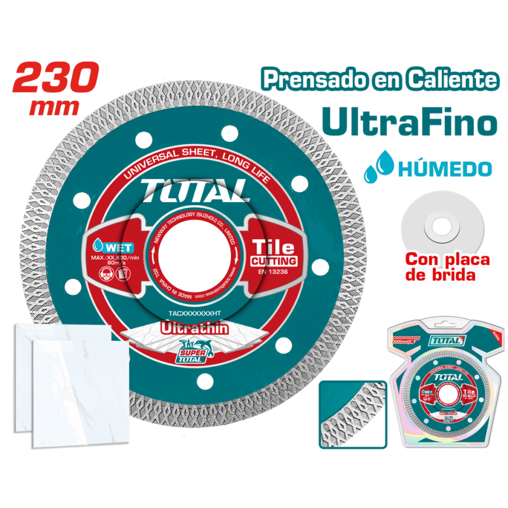 DISCO DIAMANTADO PARA PORCELANATO 9″ (230X22.2MM) GROSOR: 2.0MM HUMEDO TOTAL – TAC2182301HT