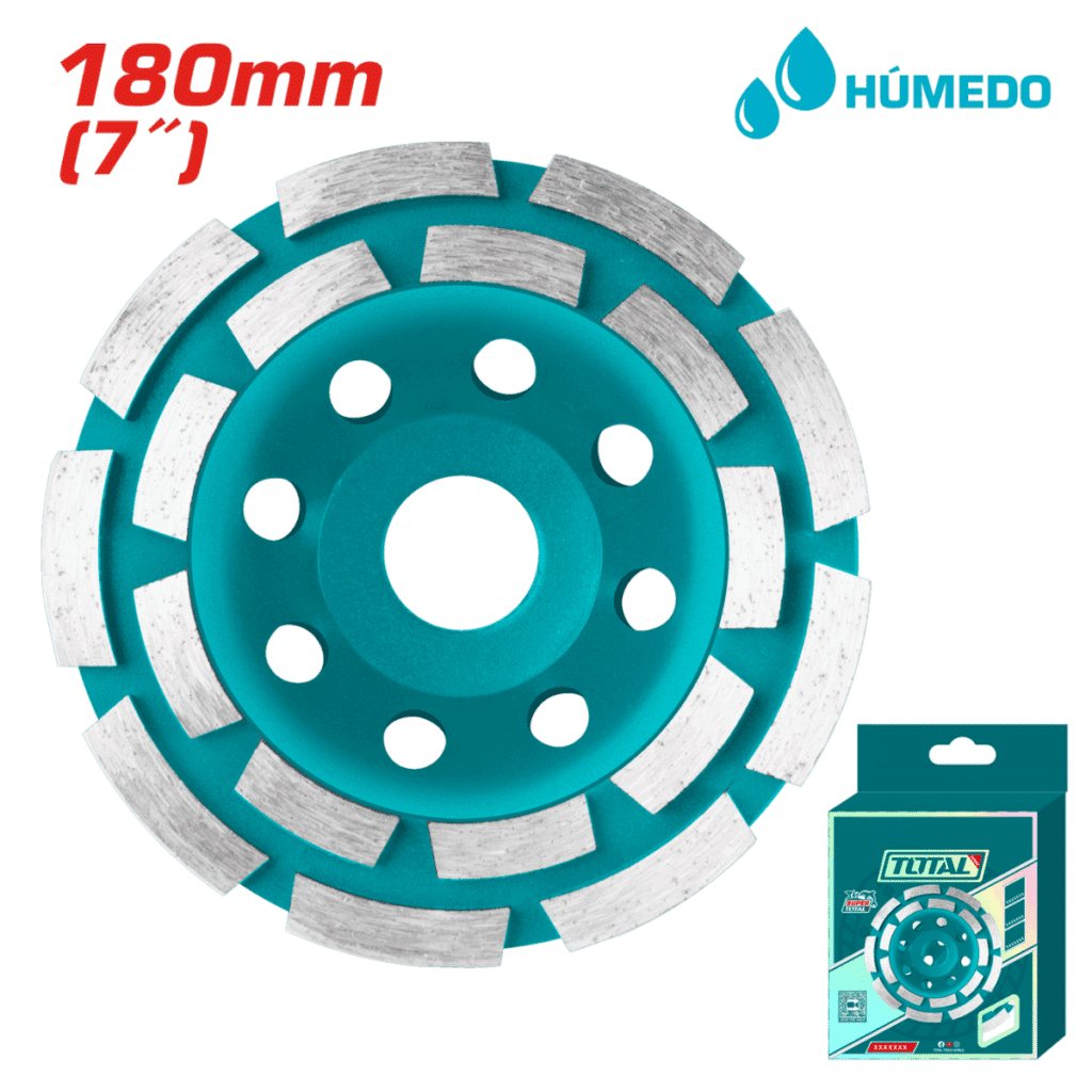 DISCO DIAMANTADO COPA DOBLE FILA DESBASTE 7″ (180X22.22MM) HUMEDO TOTAL- TAC2421801