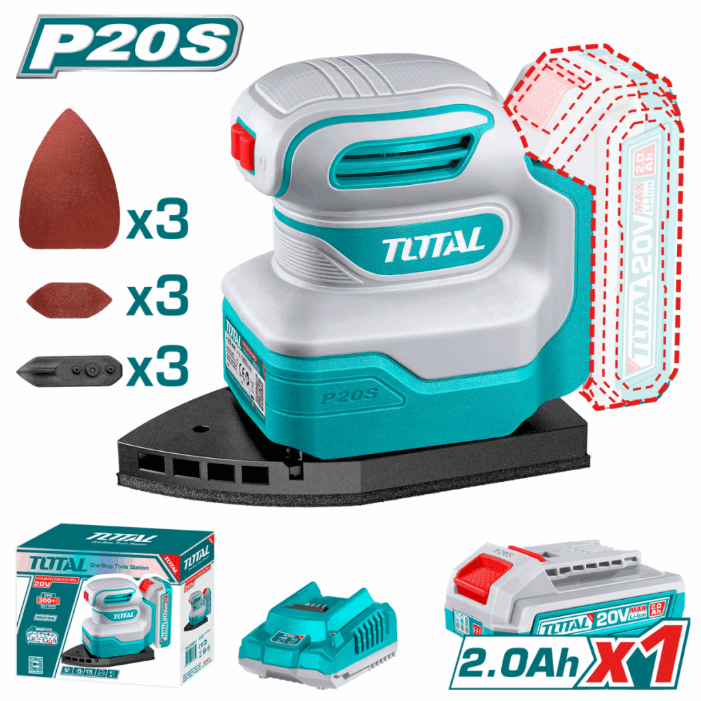 LIJADORA ORBITAL RANDOM 20V 12000RPM 1X2.0AH 125MM 5″+ ACC TOTAL- TPSLI20141