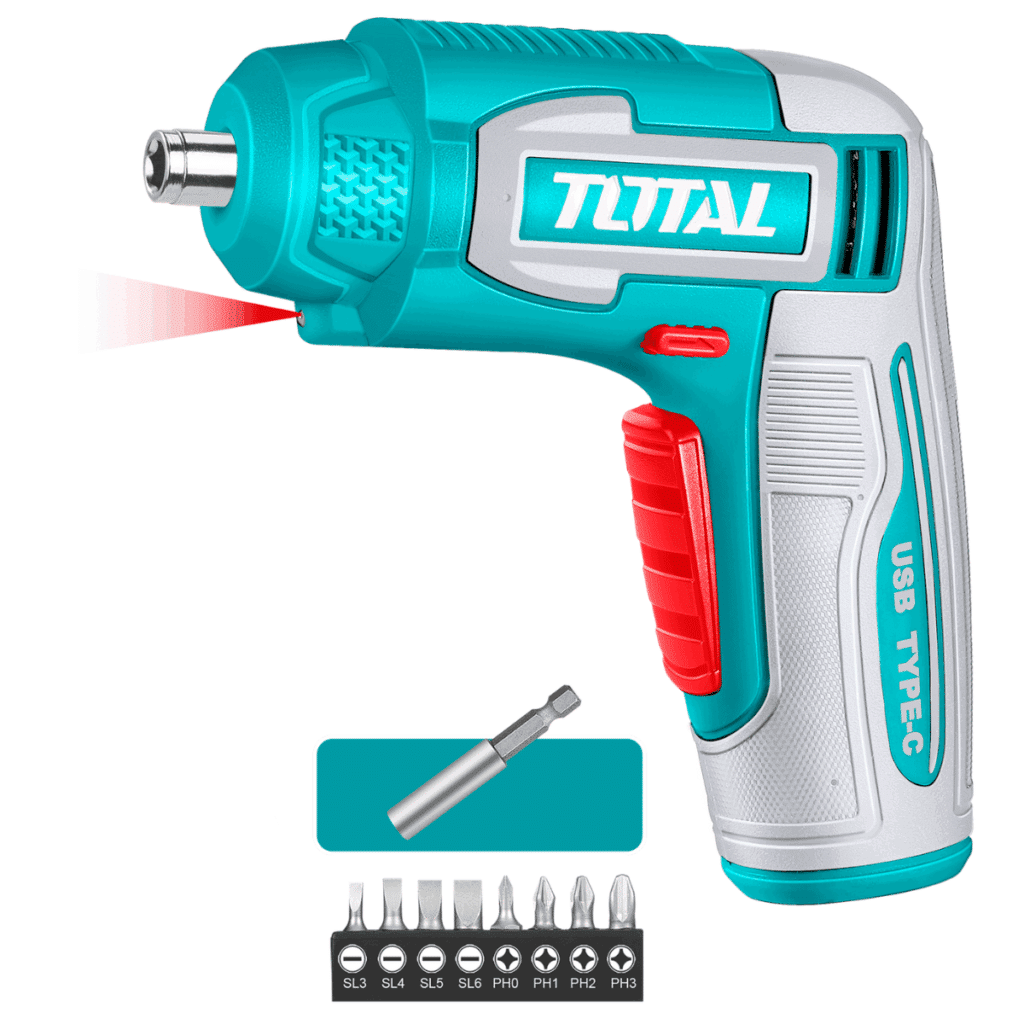 ATORNILLADOR TIPO-C 4V HEX 1/4» 240RPM 4N.M +ACC ESTUCHE  TOTAL- TSDLI0458