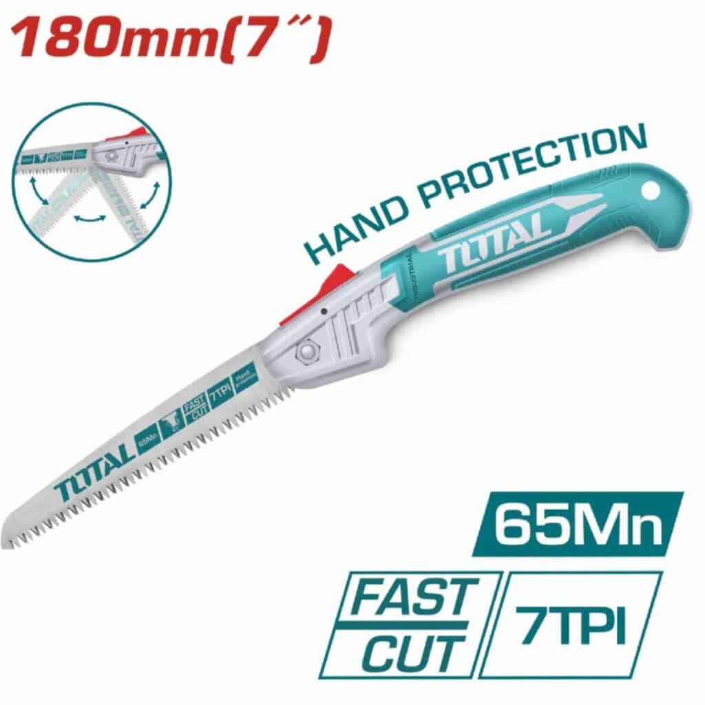 SERRUCHO PLEGABLE 7″ 65MN. 7TPI. CORTE RÁPIDO Y PRECISO. TRIPLE DIENTES  TOTAL- THFSW18026