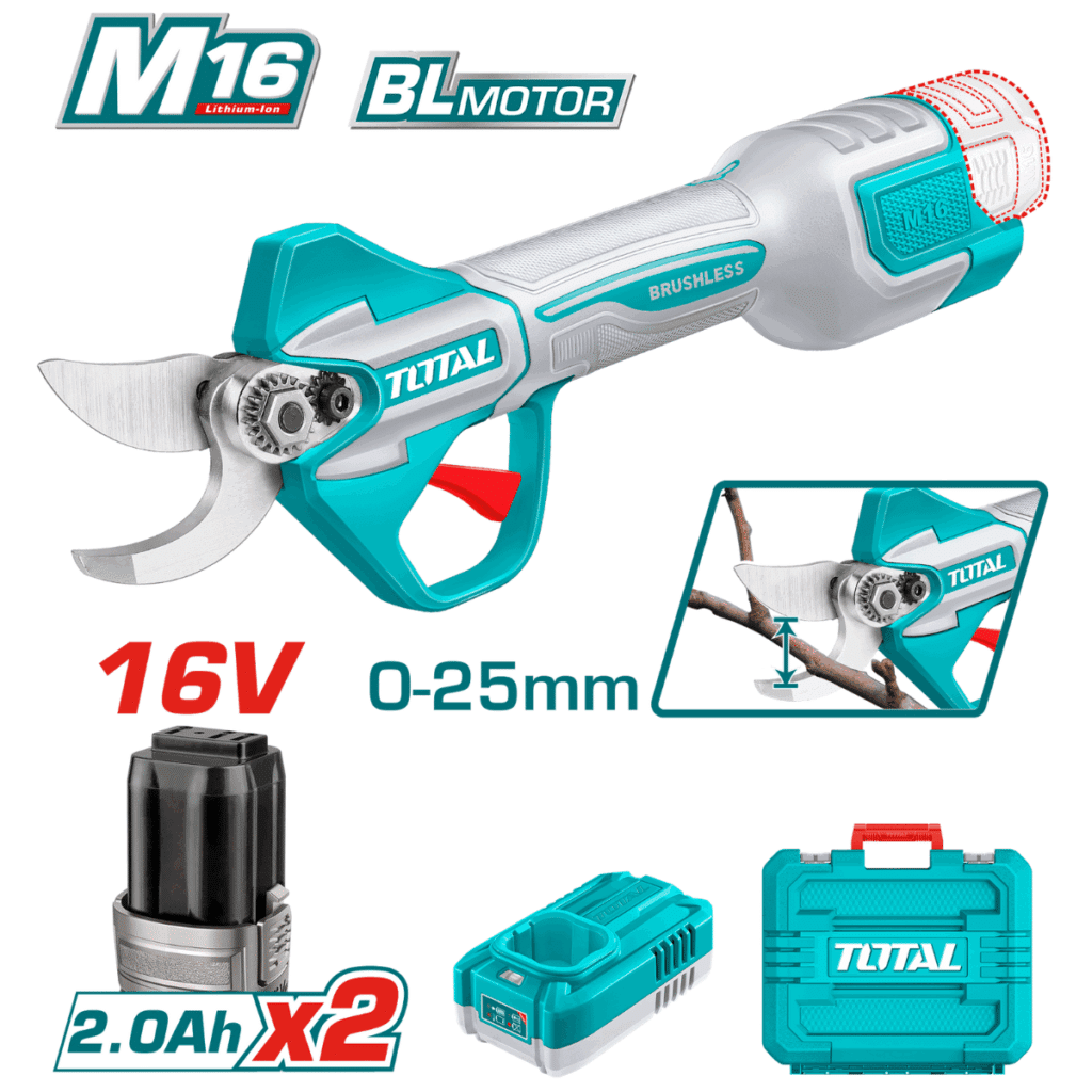 TIJERA LI-ION 16V CORTE 25MM BRUSHLESS 2X2.0AH MALETIN INDUSTRIAL TOTAL- TSSLI162582