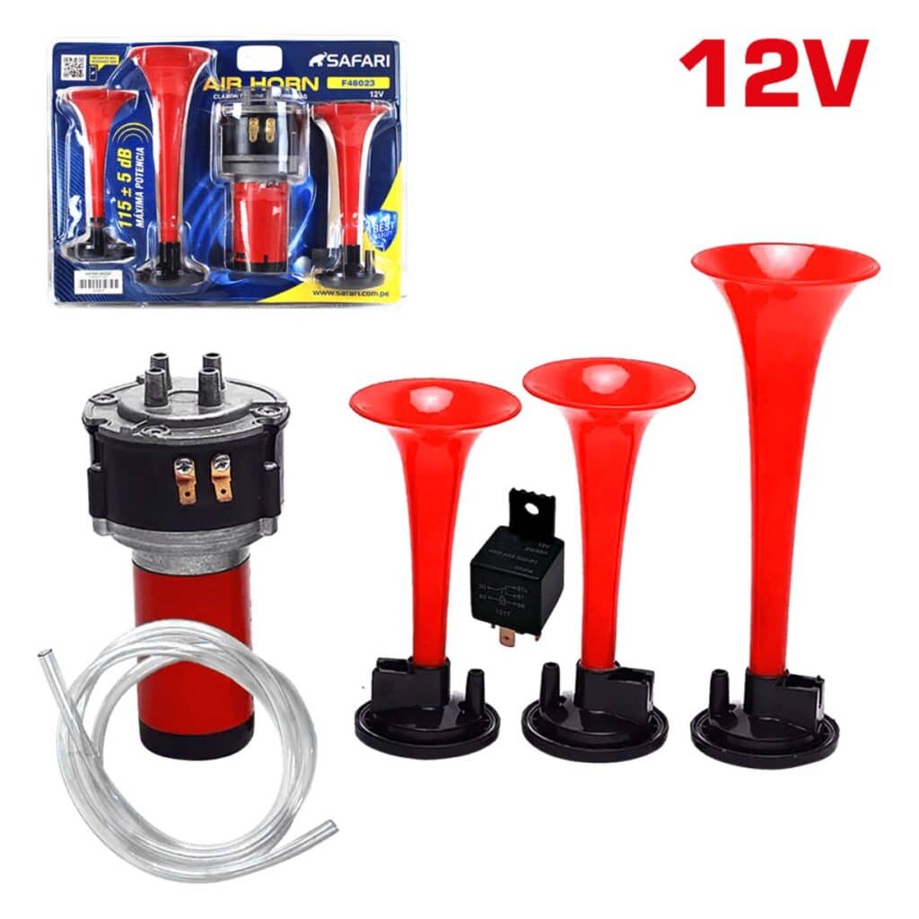 CLAXON 3 CORNETAS 12V ROJO – F48023-12V