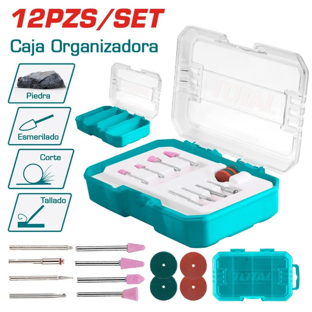 ACCESORIOS P/MINI-RECTIFICADORA  O BREMEL 12PZS INCLUYE ESTUCHE – TAKMG2012