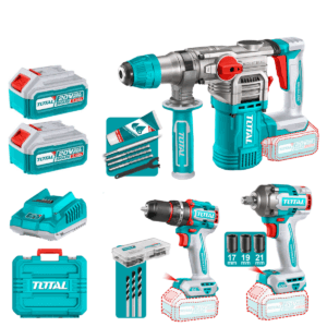 COMBO ROTOMARTILLO + TALADRO + LLAVE IMPACTO 20V BRUSHLESS 2X5.0AH MALETIN INDUSTRIAL TOTAL - TCKLI20638