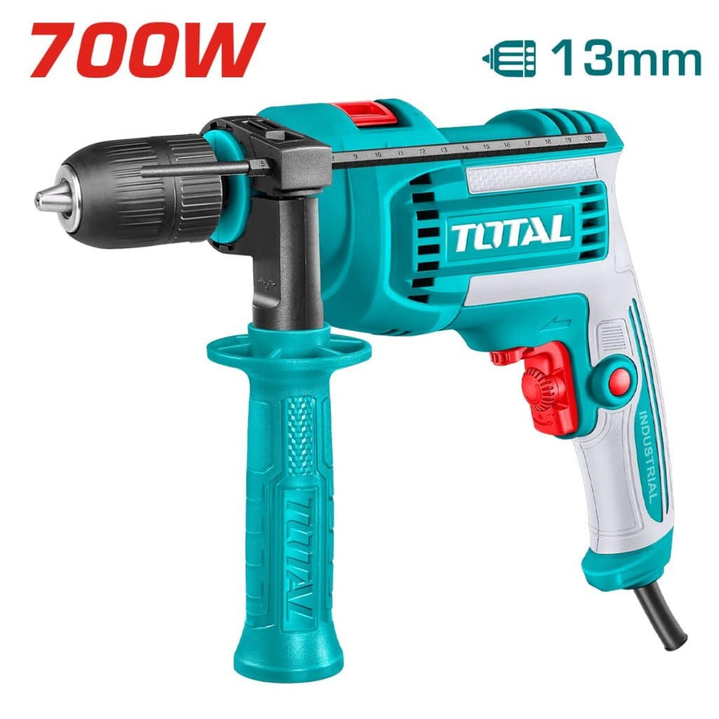 TALADRO PERCUTOR 710W 13MM 0-3000RPM VEL.VARIABLE KEYLESS INDUSTRIAL TOTAL – TG10713662