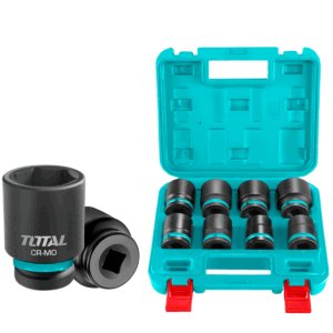 SET DADOS IMPACTO CORTO 3/4 PULG 8PCS 26-38MM CR-MO MALETIN INDUSTRIAL TOTAL- THKISD34081