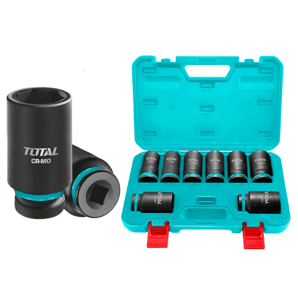 SET DADOS IMPACTO LARGO 3/4 PULG 8PCS 26-38MM CR-MO MALETIN INDUSTRIAL TOTAL- THKISD34082L