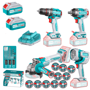 COMBO 4 EN 1. TALADRO 96NM + LLAVE 500NM + AMOLADORA + LINTERNA + 2X4.0AH IND TOTAL - TOSLI241292