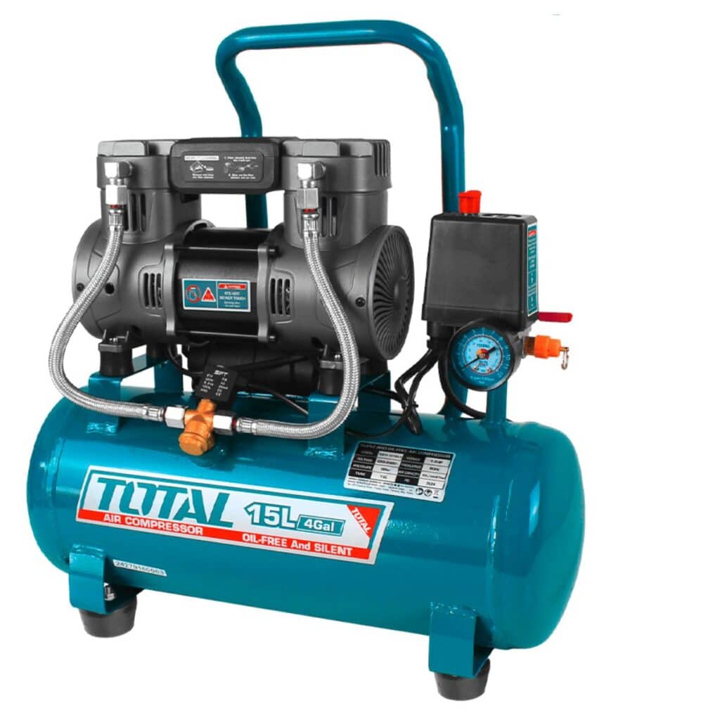 COMPRESORA 15 LITROS LIBRE DE ACEITE 1.5HP 67DB 8BAR 3400RPM – TCS1110152-5
