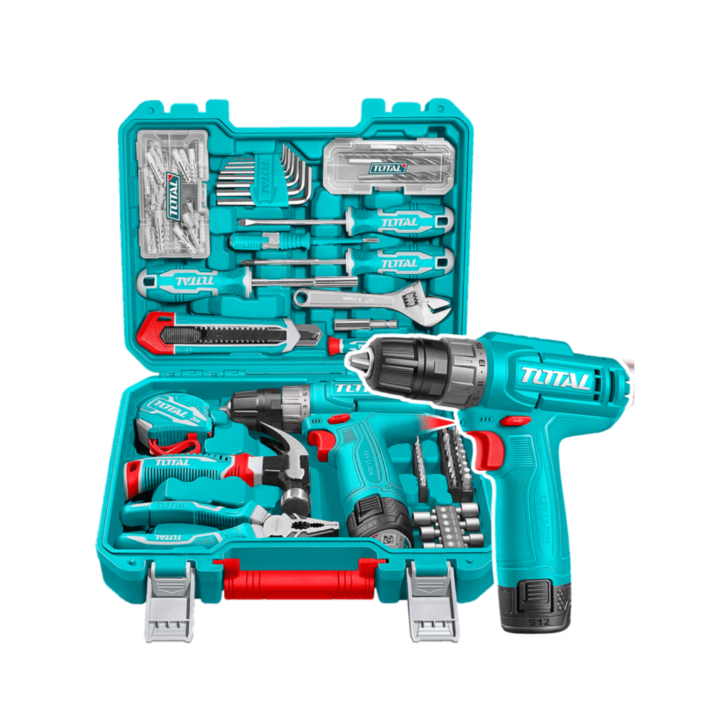 SET TALADRO 12V 20NM 1X1.5AH + HERRAMIENTAS (148 PIEZAS) + MALETIN – THKTHP41487