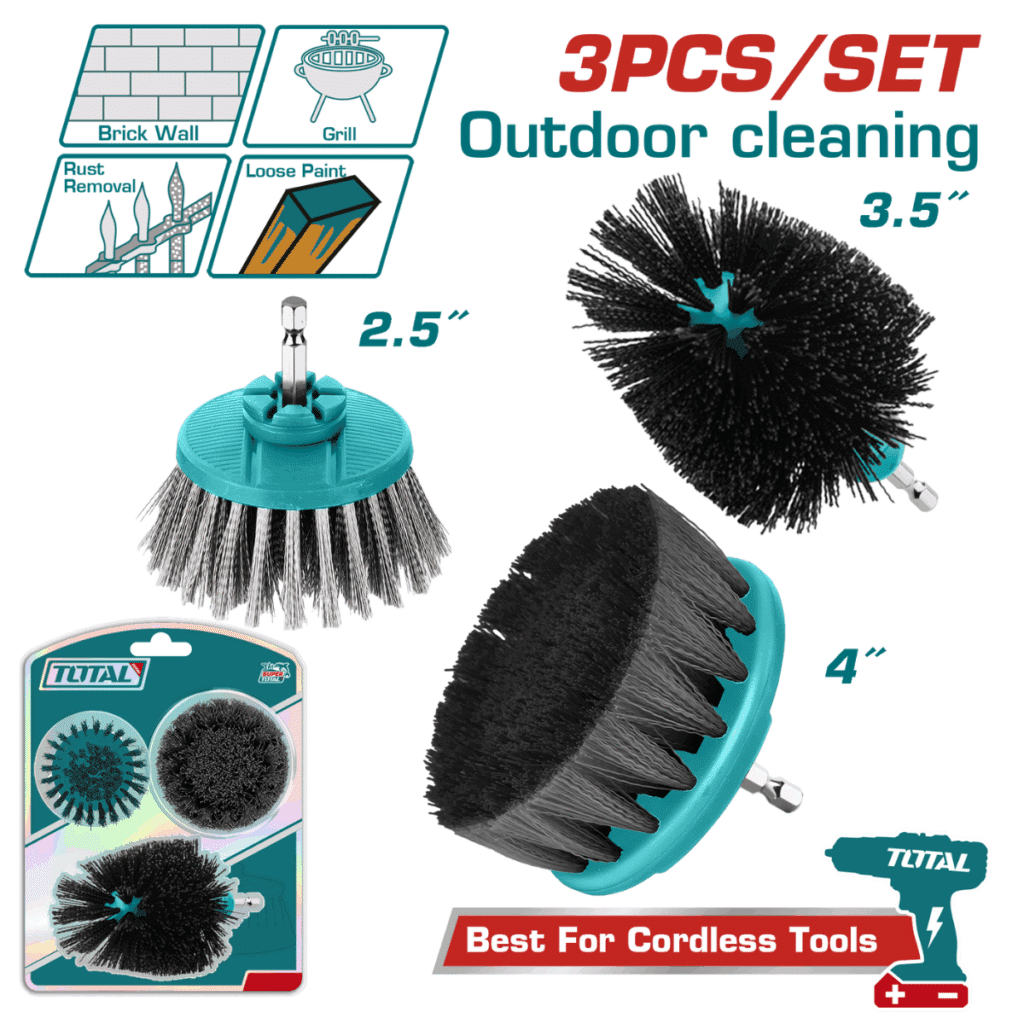 SET DE CEPILLOS MULTIUSOS 1/4» HEX PARA TALADRO 3PCS (INTERMEDIO – DURO – TACB0302