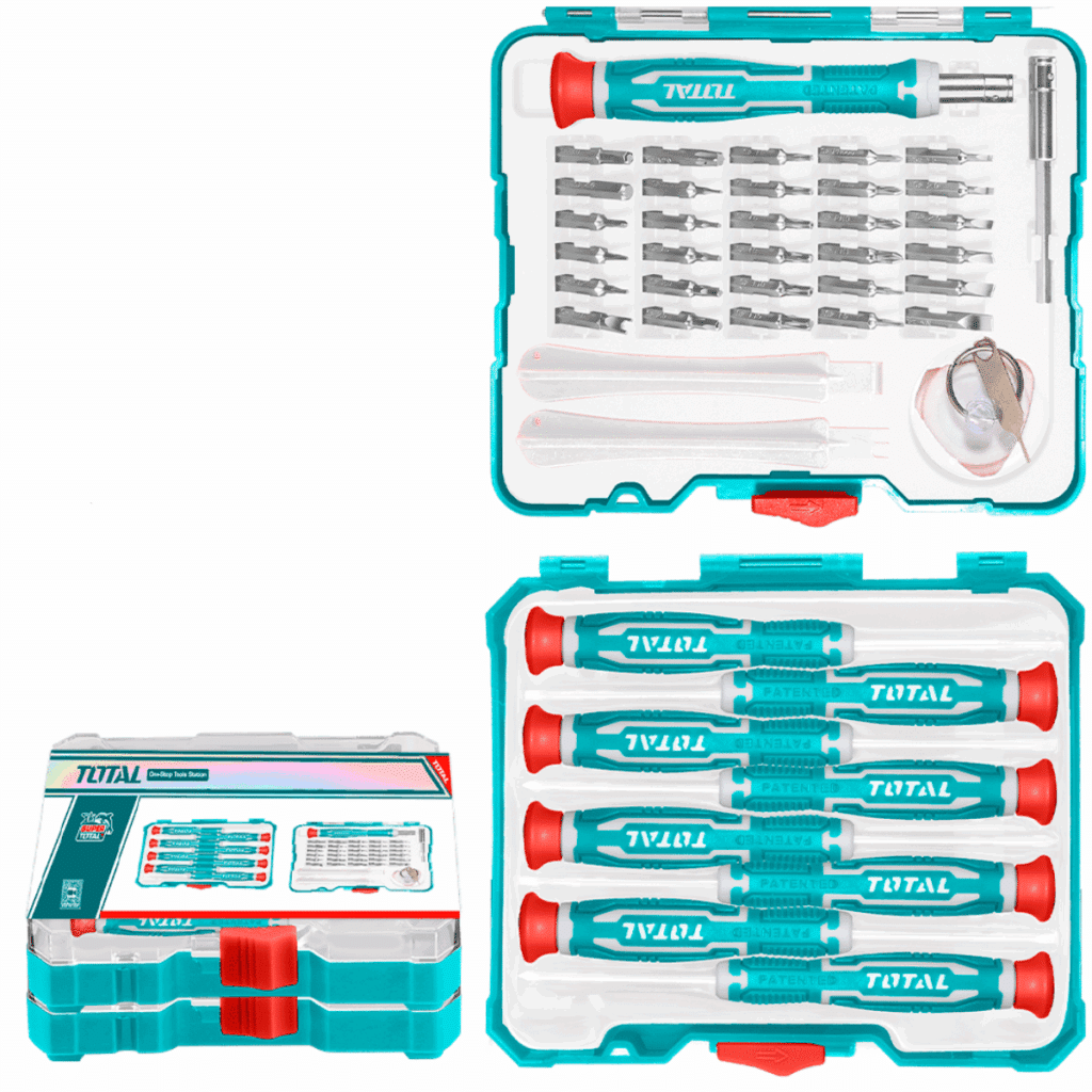 SET DESTORNILLADORES DE PRECISIÓN + PUNTAS 45PCS/SET S2 MAGNETICOS + – TACSD30456