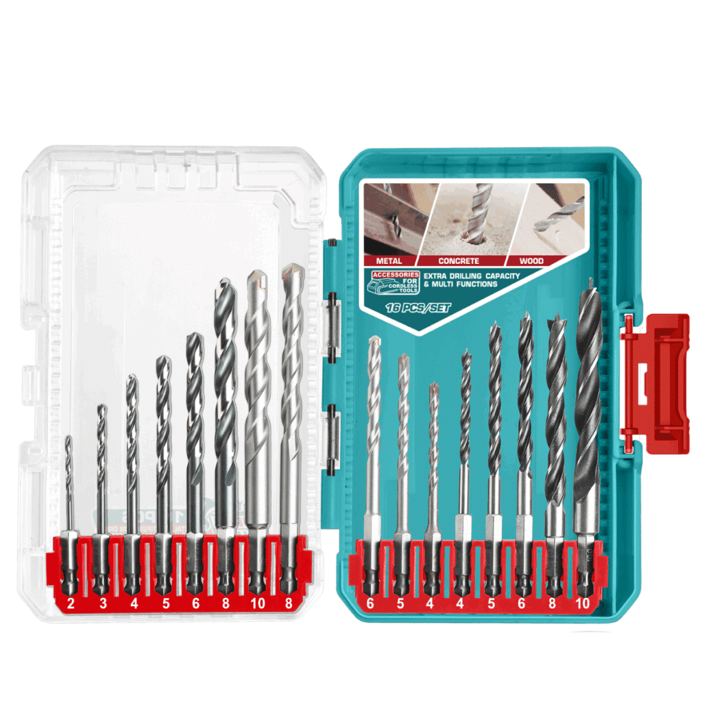 SET DE BROCAS METAL/CONCRETO/MADERA 16PZS EN ESTUCHE – TACSDL11608