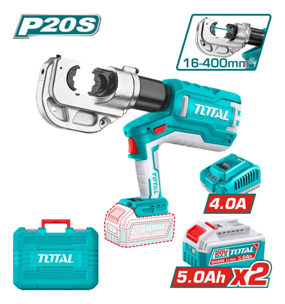 CRIMPEADORA LI-ION 20V 16-400MM2 120KN 6-18s 2X5.0Ah LED INDUSTRIAL – TCTLI2005