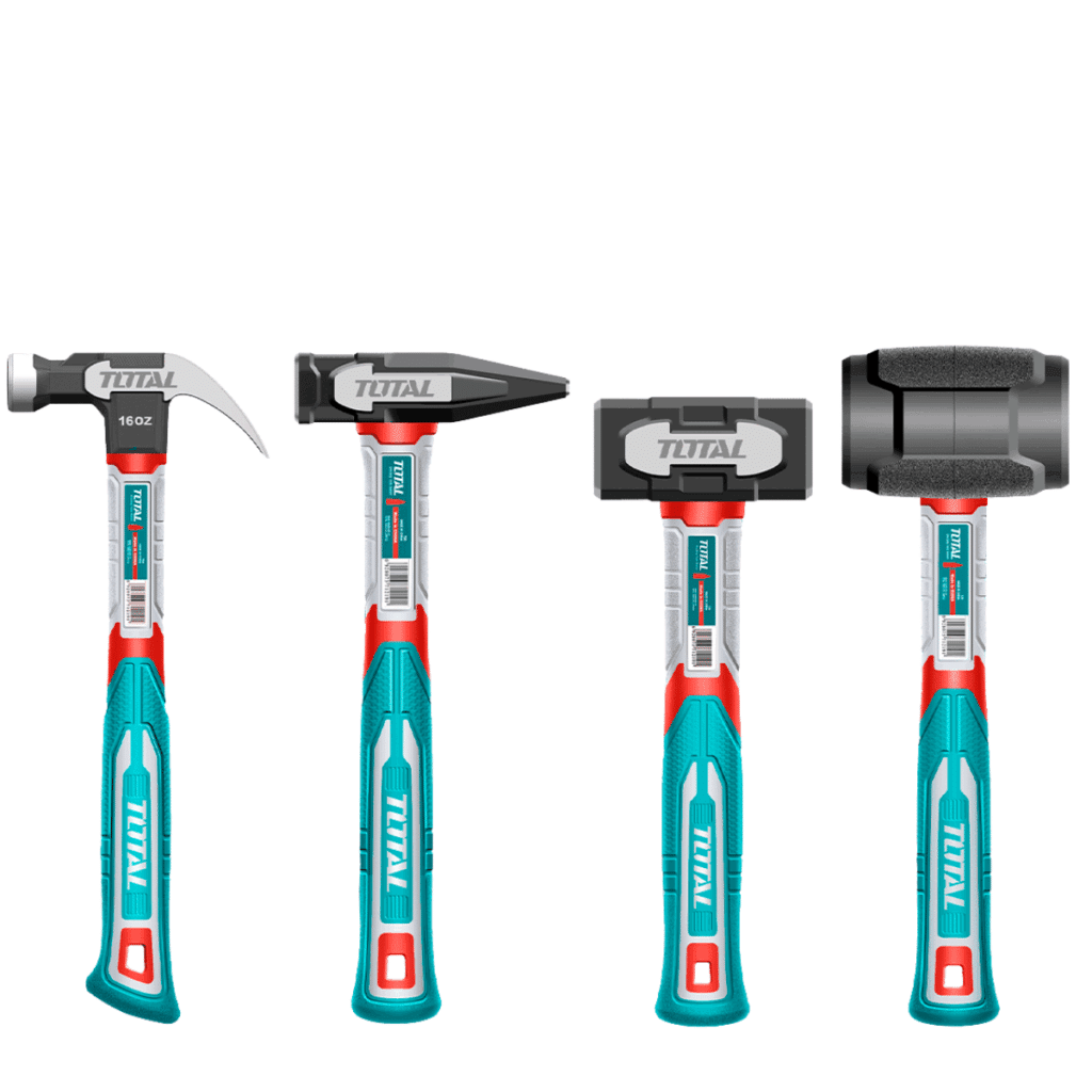 COMBO MARTILLOS C/MANGO FIBRA VIDRIO: UÑA 16OZ + MECANICO 500G + ALBAÑIL – THCH6004