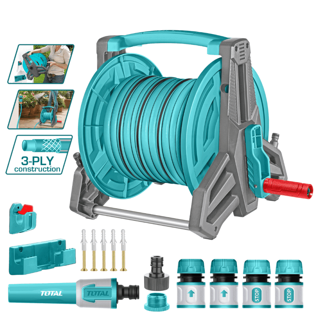 CARRETE CON MANGUERA 20M X 1/2» PVC INC. ACCESORIOS – THHR20124