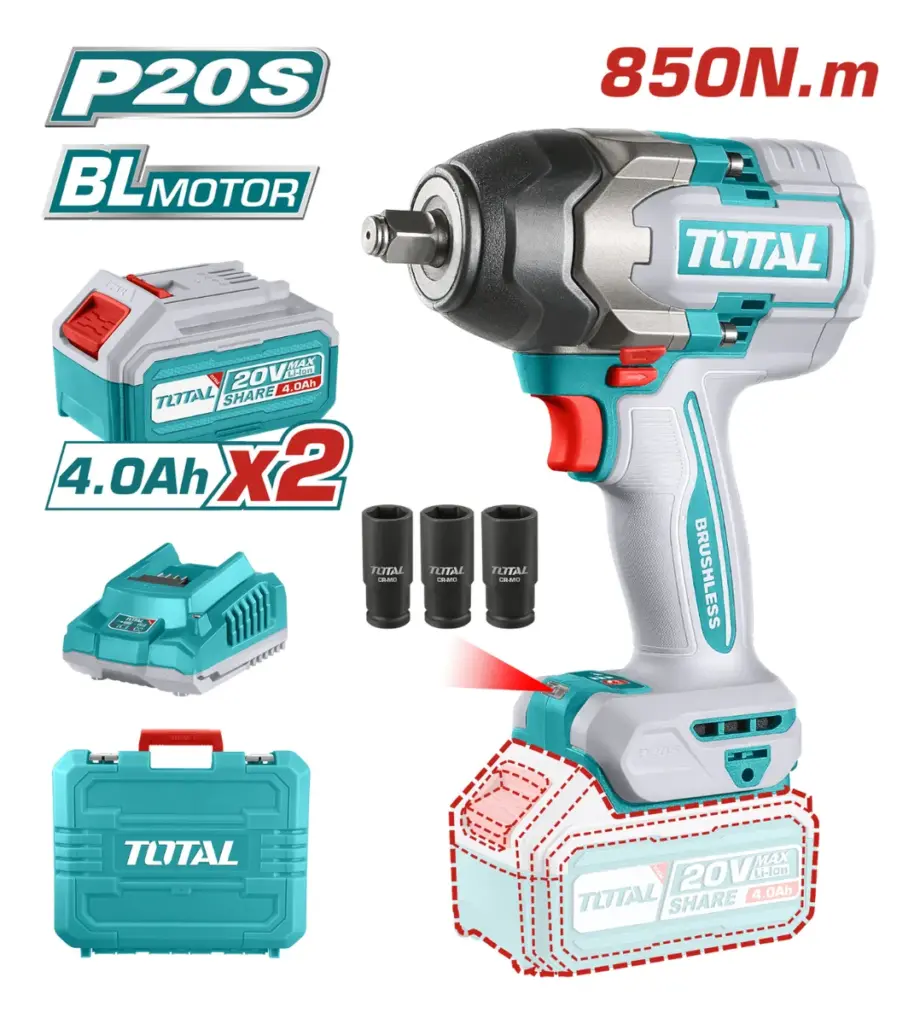 LLAVE DE IMPACTO 850NM 1/2″ BRUSHLESS LI-ION 20V TOTAL – TIWLI2085