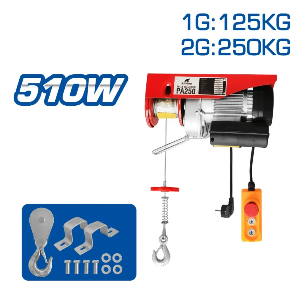 TECLE ELECTRICO 510W 1G:125KG / 2G:250KG E:6-12M V:5-10M/MIN – PA250