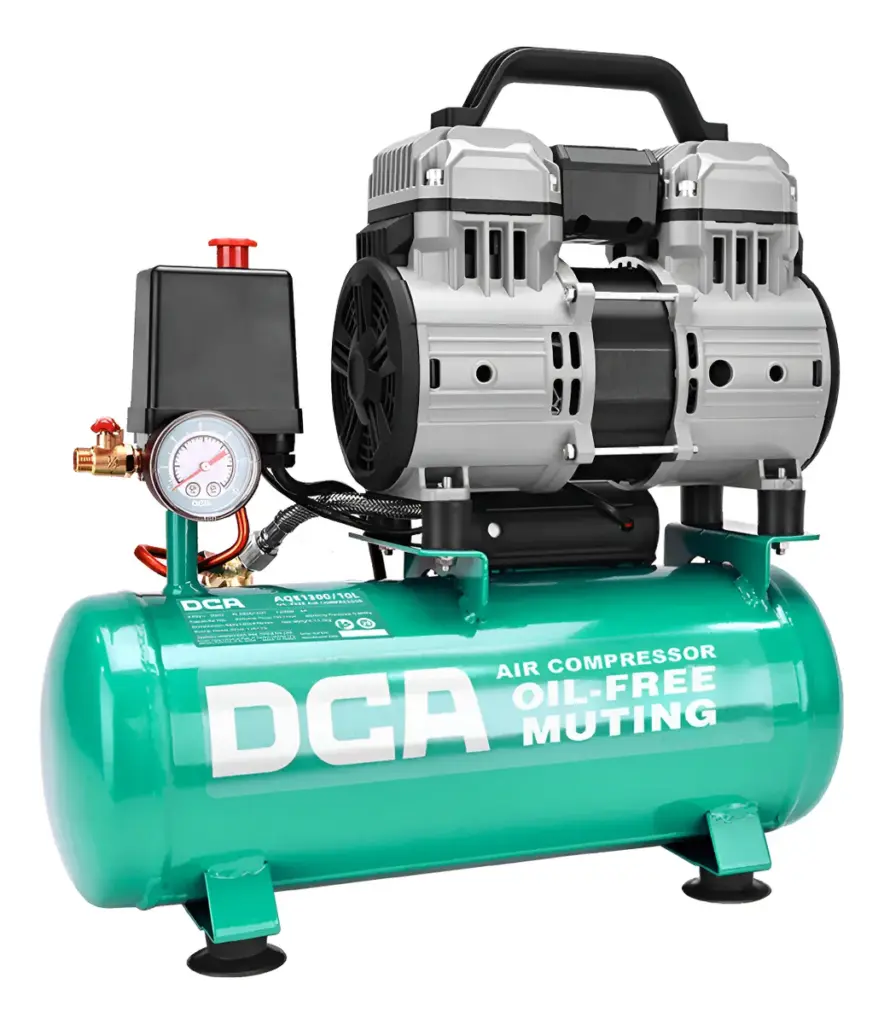 COMPRESORA 10 LITROS OIL-FREE 1200W 2850/MIN 8BAR 78L/MIN DCA – AQE1300/10L