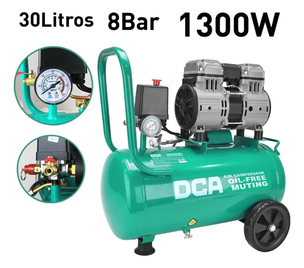 COMPRESORA 30 LITROS OIL-FREE 1300W 2850/MIN 8BAR 78L/MIN DCA – AQE1300/30L