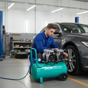 COMPRESORA SILENCIOSA 50 LITROS  LIBRE DE ACEITE 100W 2850/MIN 8BAR 140L/MIN - AQE1100×2/50L