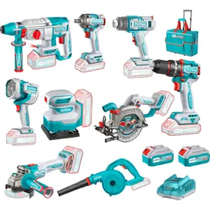 COMBO 20V 9 EN 1. TALADRO, LLAVES, ROTOMARTILLO, AMOLADORA, LINTERNA - TOSLI250381
