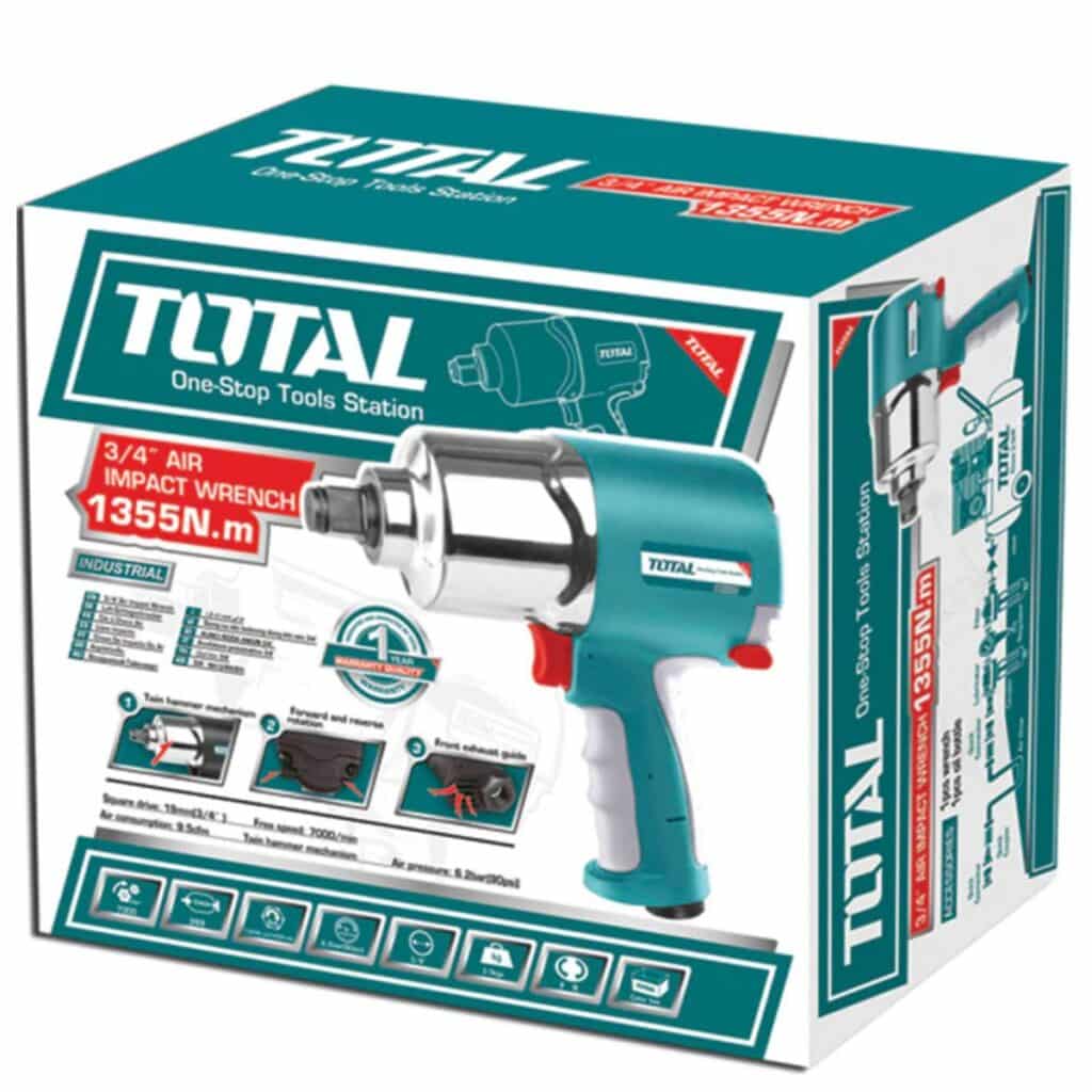 LLAVE DE IMPACTO NEUMATICA 1355NM 3/4″ 7000RPM 9CFM 90PSI INDUSTRIAL TOTAL – TAT40341