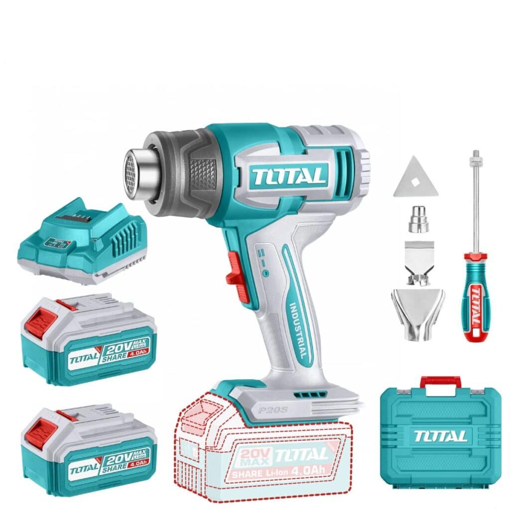 PISTOLA CALOR 20V 300/550C 100/200 L/MIN +ACC MALETIN 1X4.0AH INDUSTRI – TBLI20065