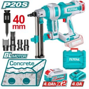 CLAVADORA CONCRETO 20V BLMOTOR  R:19-40MM +1000 CLAVOS 2X4.0AH +ACC MA - TCNLI9008