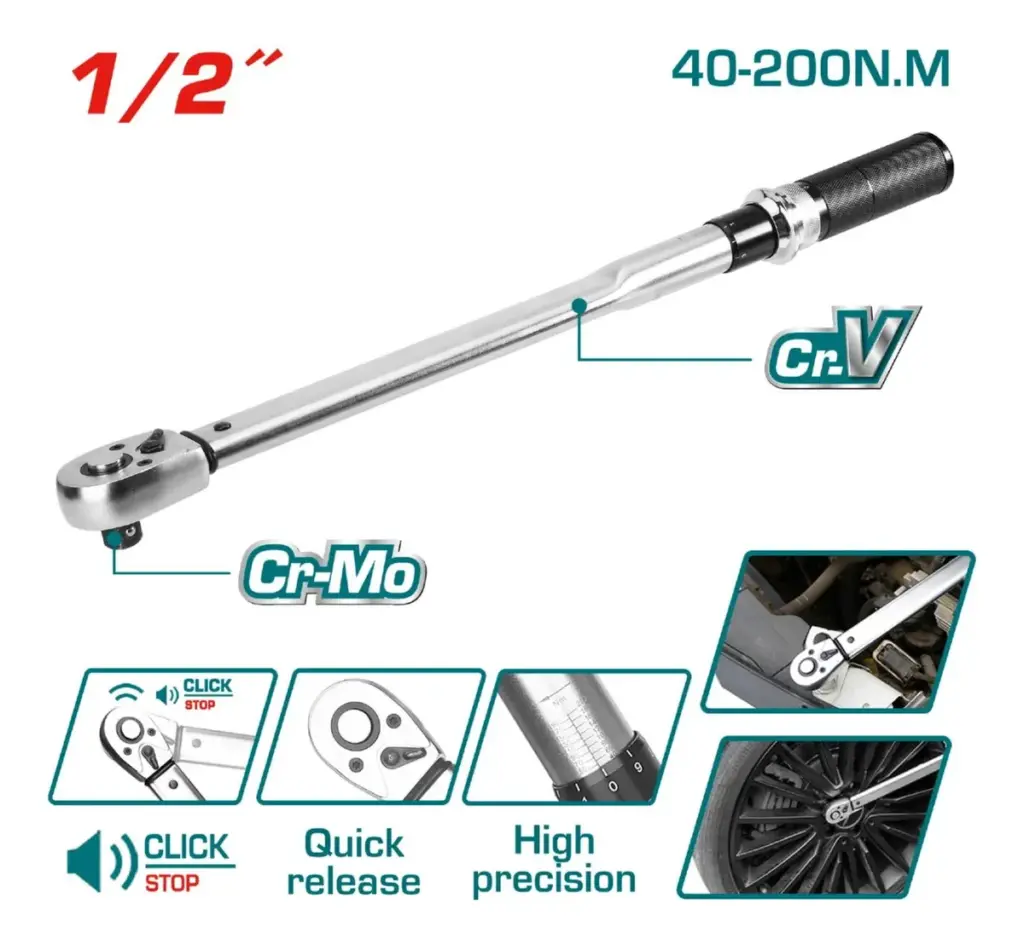TORQUIMETRO 1/2″ 40-200NM CRV + CR-MO PRECISION INDUSTRIAL – THPTW200N2