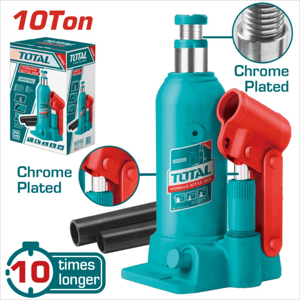 GATA BOTELLA 10TON ALTURA 220-488MM PISTON NIQUELADO INDUSTRIAL – THT109104