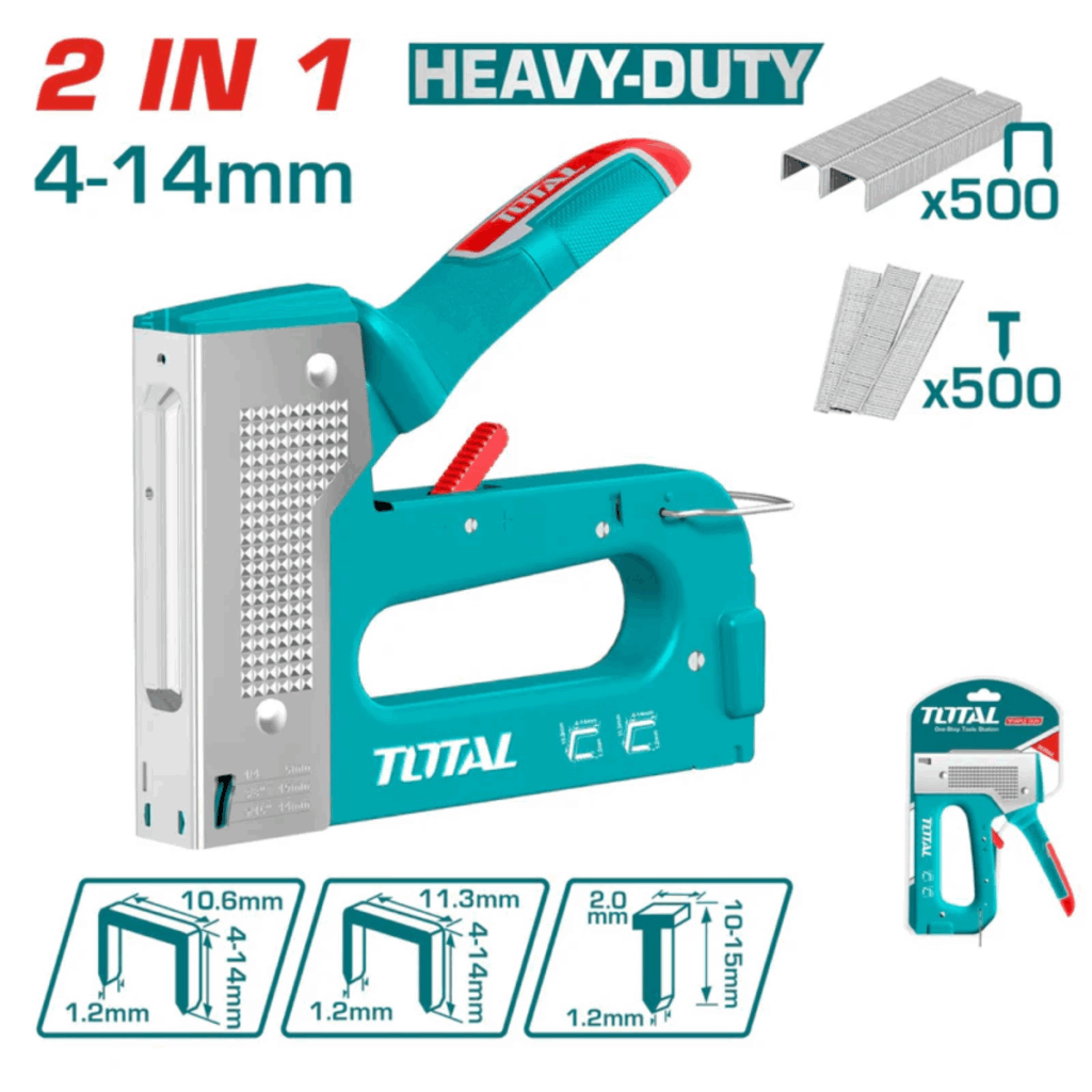 ENGRAPADORA 2 EN 1 AJUSTABLE 4-14MM + GRAPAS ALTO DESEMPEÑO INDUSTRIAL – THT31148