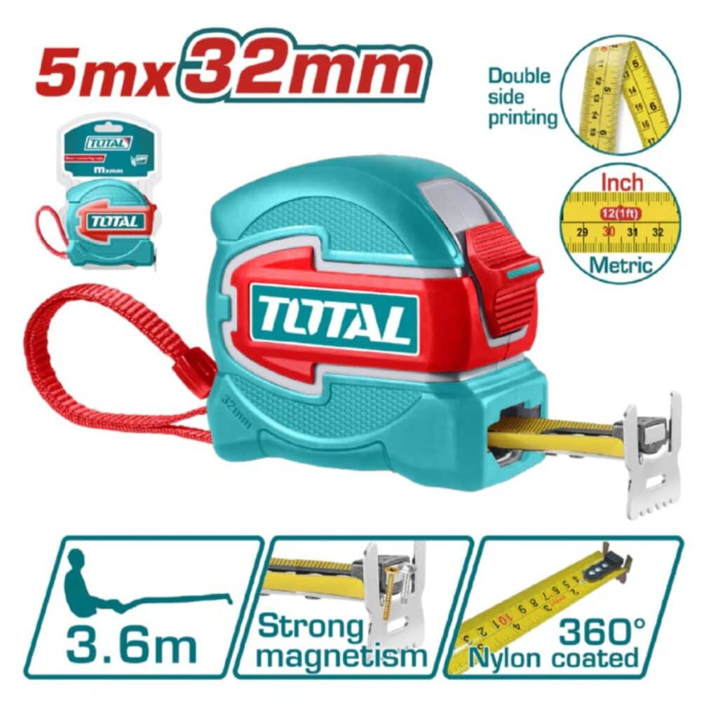 CINTA METRICA ACERO/NYLON DOBLE LADO MAGNET 5MX32MM – TMT80532