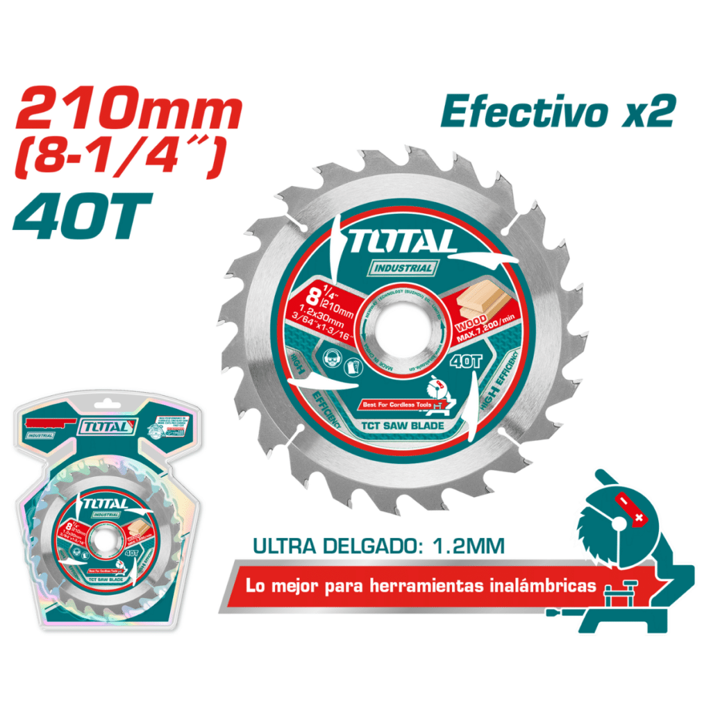 DISCO DENTADO TCT 210MM 40T EFX2 ULTRA DELGADO 1.2MM INDUSTRIAL – TAC2332103