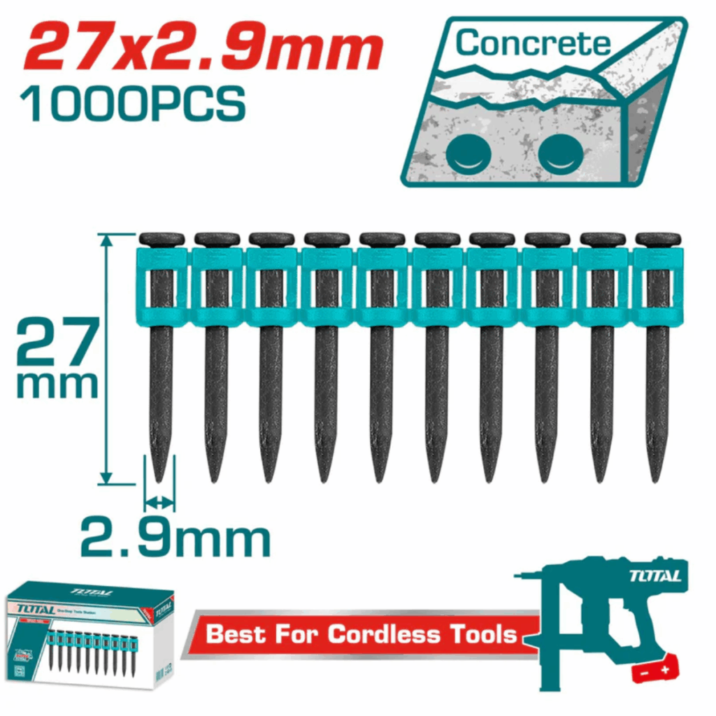 SET CLAVOS DISPARO CONTINUO 27X2.9MM 1000PCS ACERO 60 – TAC02271