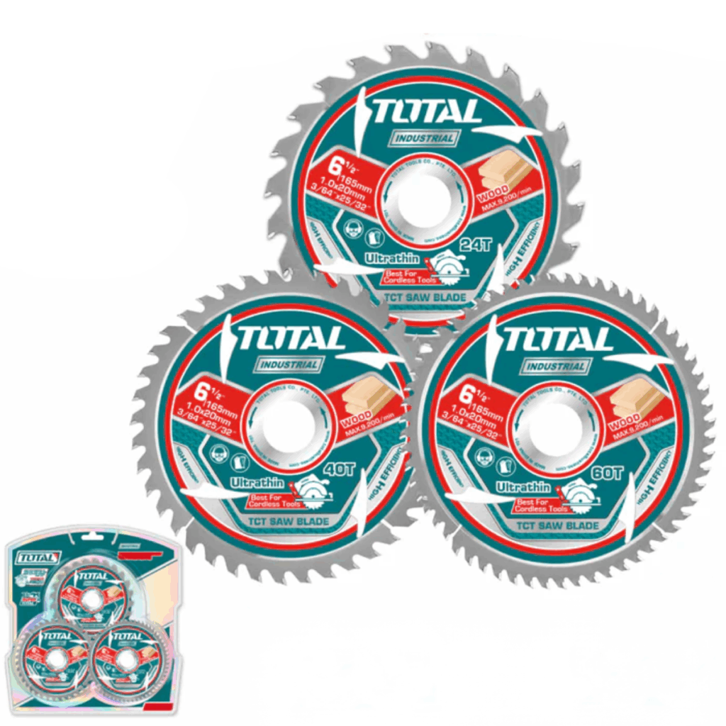 SET DISCOS DENTADOS 165MM 3PCS 24T/40T/90T ULTRA DELGADO: 1MM INDUSTRI – TAC236165