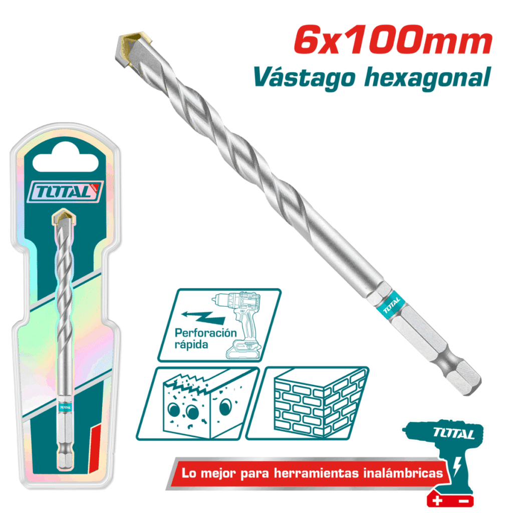 BROCA ALBAÑILERÍA 6X100MM HEX IDEAL INALMABRICOS – TAC280610