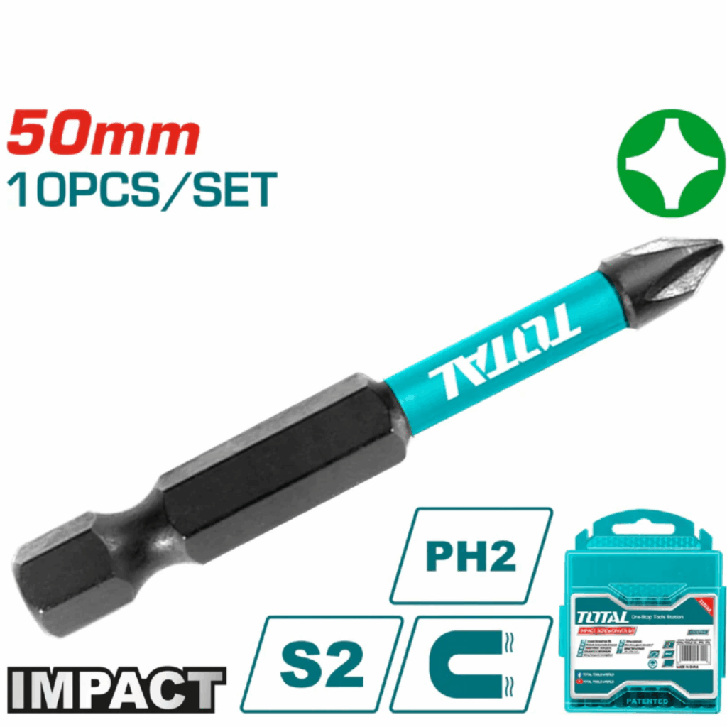SET DE PUNTAS 50MM PH2 S2 10PCS MAGNETICAS INDUSTRIAL – TACIM16PH223