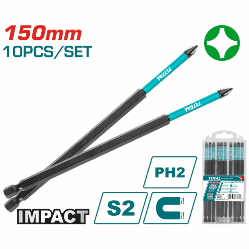 SET DE PUNTAS 200MM IMPACTO PH2 S2 MAGNETICAS 10PCS INDUSTRIAL – TACIM16PH263