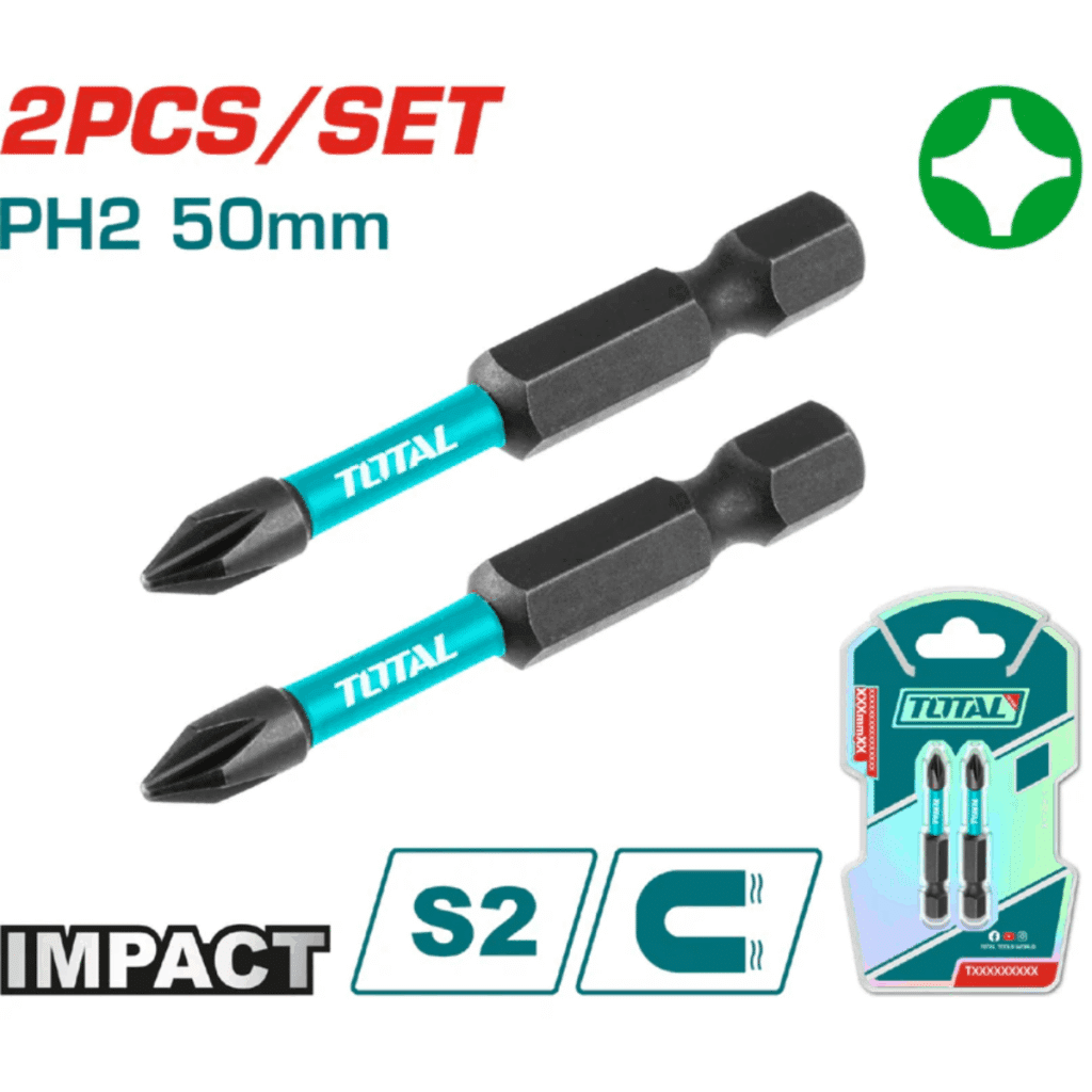 SET DE PUNTAS IMPACTO 65MM PH2 S2 MAGNETICO 2PCS INDUSTRIAL – TACIM71PH250