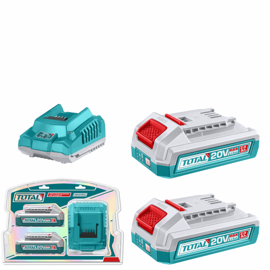 SET DE BATERIAS LI-ION 20V 2.0AH 2PCS + CARGADOR INDUSTRIAL – TFBCPK2212