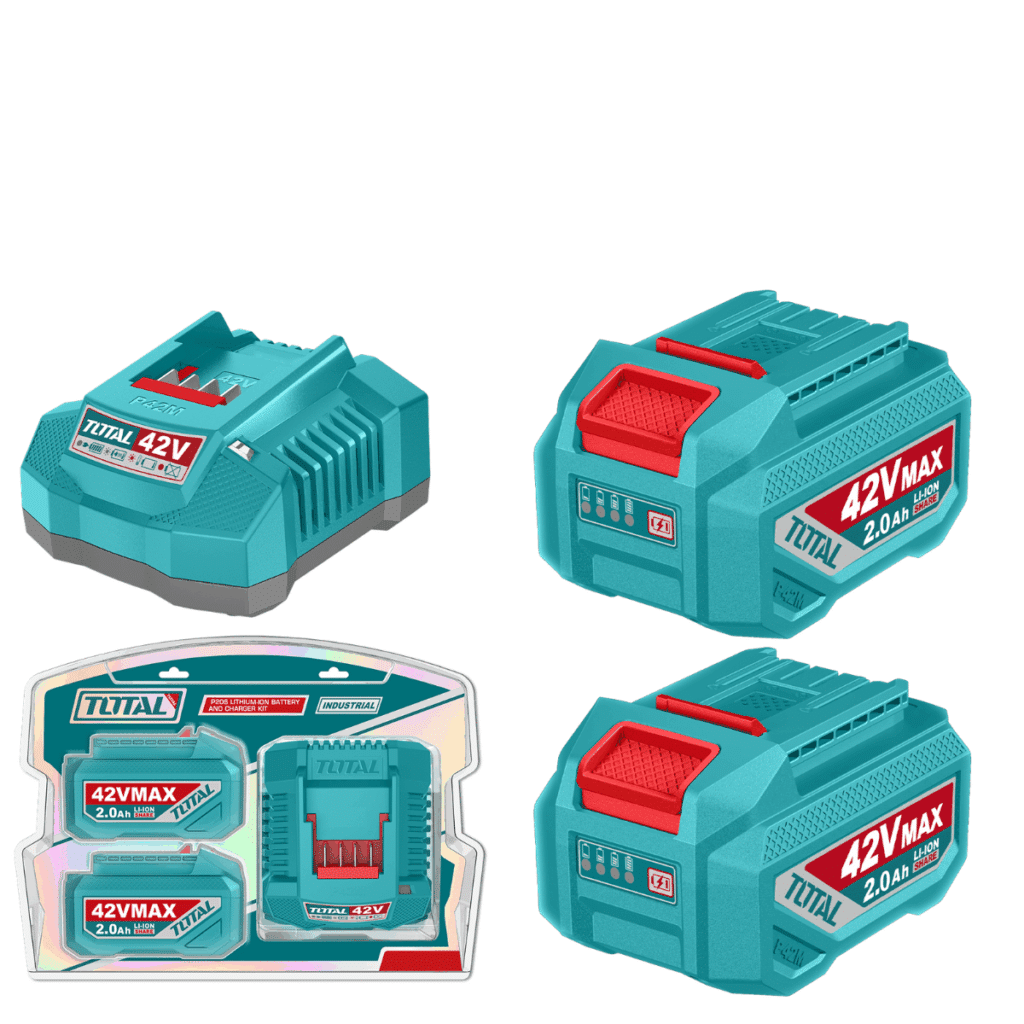 SET DE BATERIAS LI-ION 42V 2.0AH 2PCS + CARGADOR INDUSTRIAL – TFBCPM20221