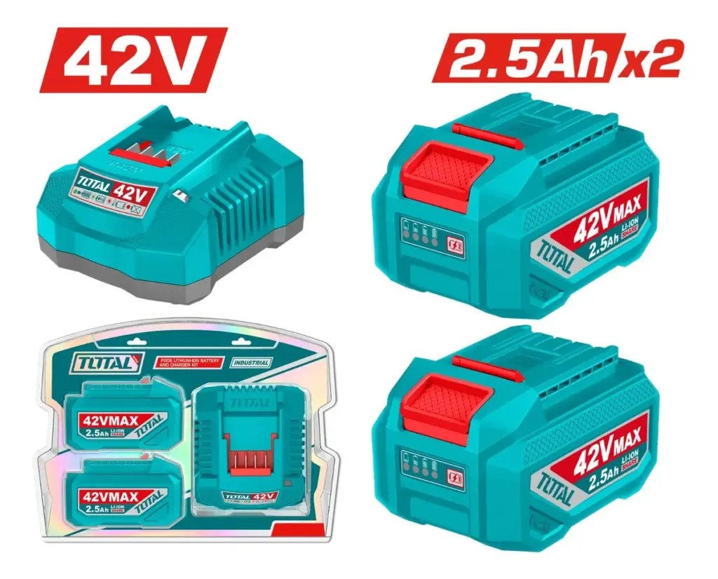SET DE BATERIAS LI-ION 42V 2.5AH 2PCS + CARGADOR INDUSTRIAL – TFBCPM25221